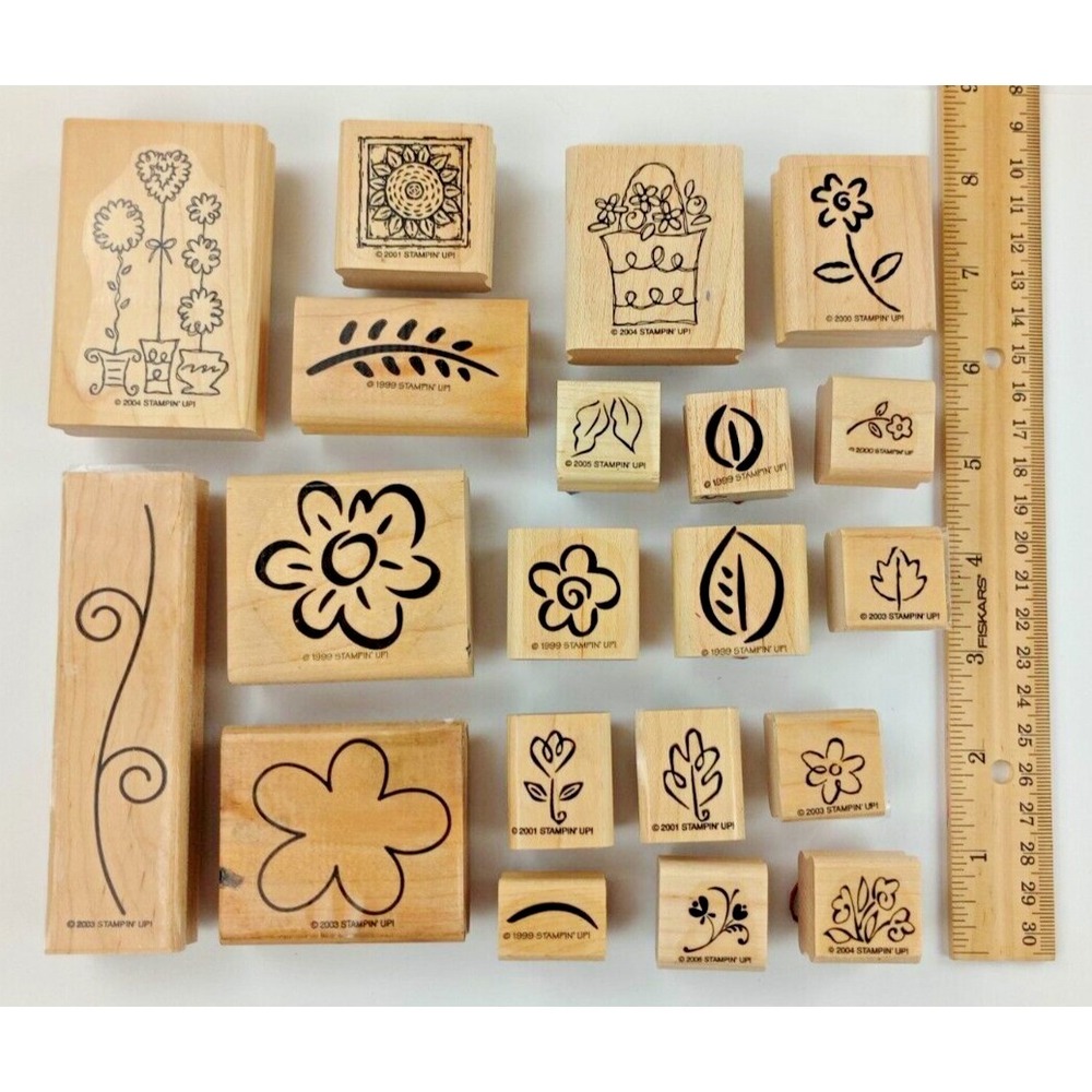 Lot of 20 Stamps Stampin' Up Floral Wooden Rubber Flowers Cards Scrapbooking - Picture 3 of 5
